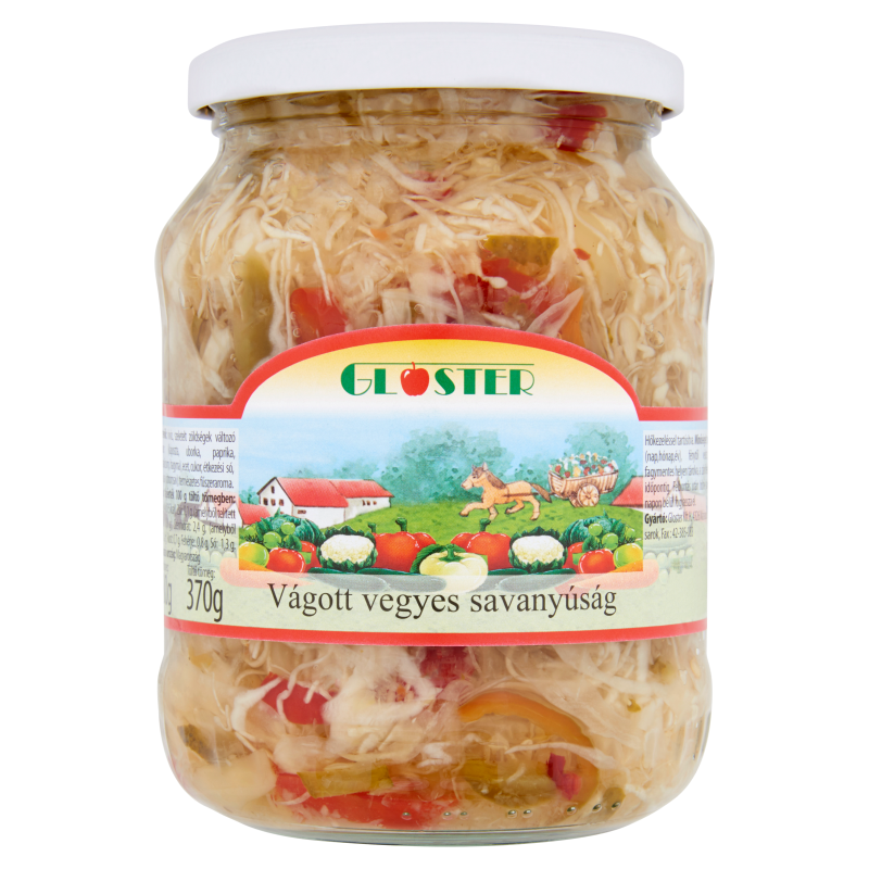 Gloster Vegyes vágott savanyúság 370g 720ml (uborka)